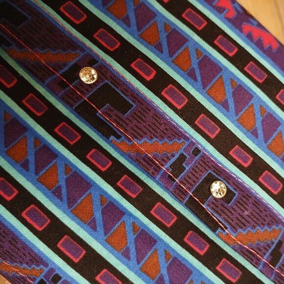 New Southwestern Rhinestone Clutch Wristlet Purse Pink Aqua Black Sarape Stripe - Picture 9 of 9